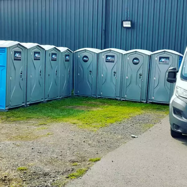 Portable toilets in place in the Midlands