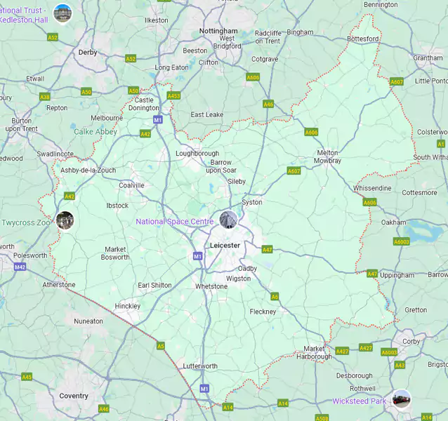toilet hire leicestershire map