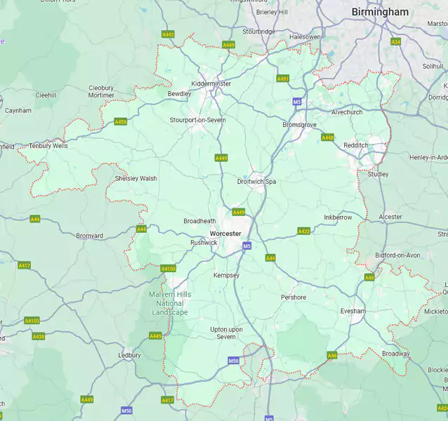 A Star All Solutions portable toilet hire in Worcestershire toilet hire worcestershire map