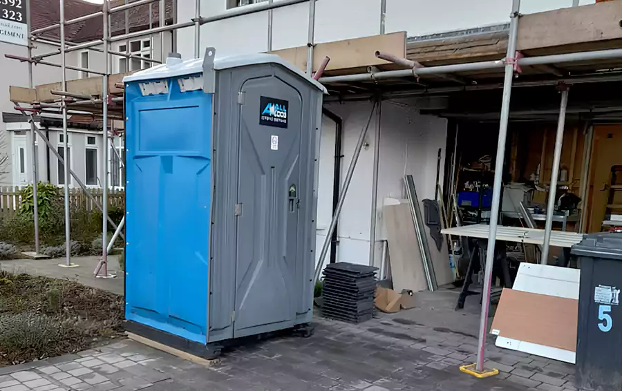 A Star All Solutions construction site toilet on site
